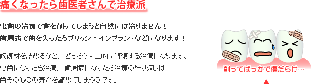 痛くなったら歯医者さんで治療派