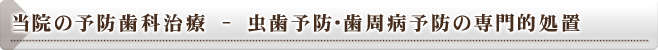 当院の予防歯科治療 - 虫歯予防・歯周病予防の専門的処置