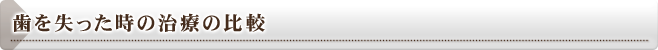 歯を失った時の治療の比較