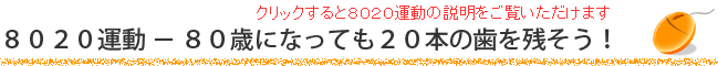 ８０２０運動 — ８０歳になっても２０本の歯を残そう！